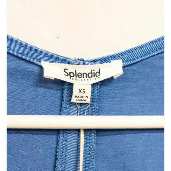 Splendid NWT Azure Blue Emerson Zip Front Casual Short Sleeve Utility Romper XS - Picture 6 of 16